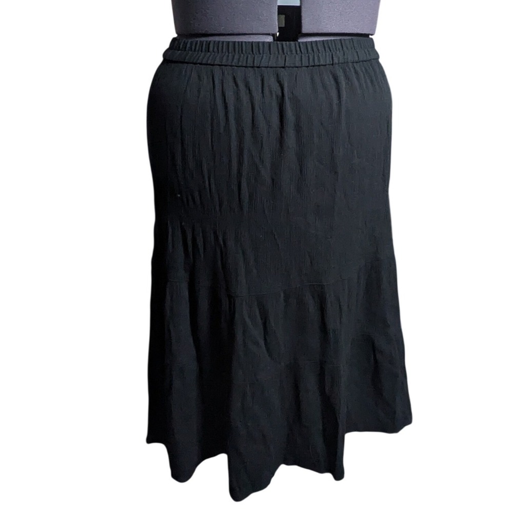 Vintage Witchy Skirt Black Crinkle Tiered Midi Skirt Size 2X